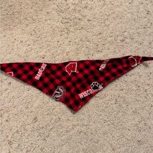 Red and Black Plaid Wisconsin Badger Dog Bandana Size Small
